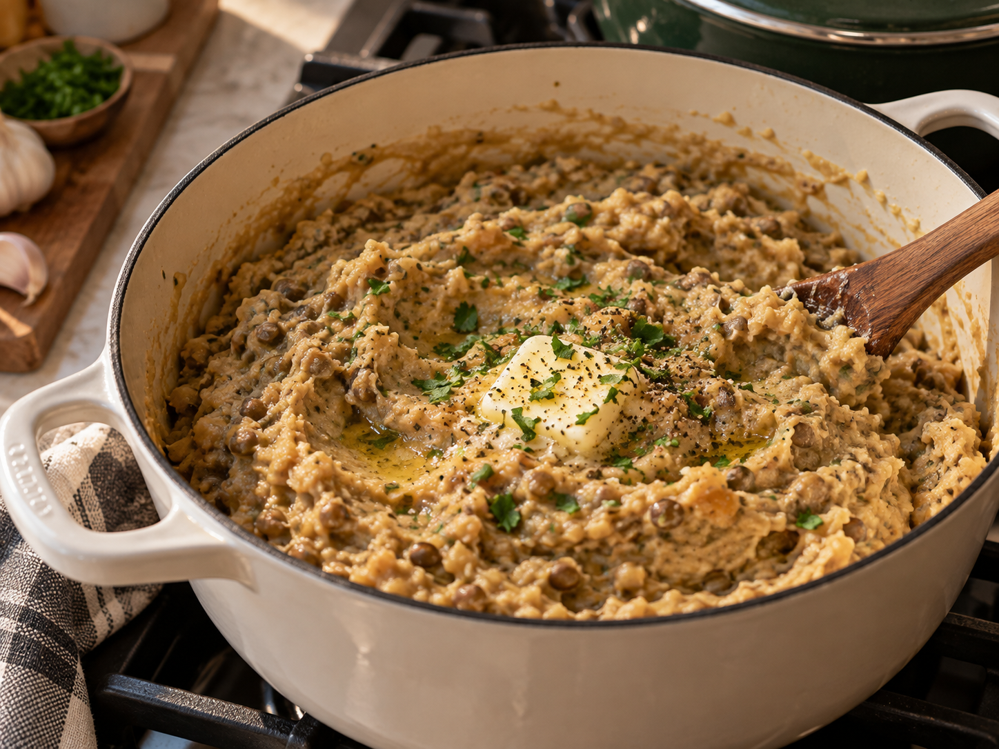 Garlic Butter Lentil Mash